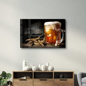 Bubbling Beer | Glass Wall Art - Artdesigna