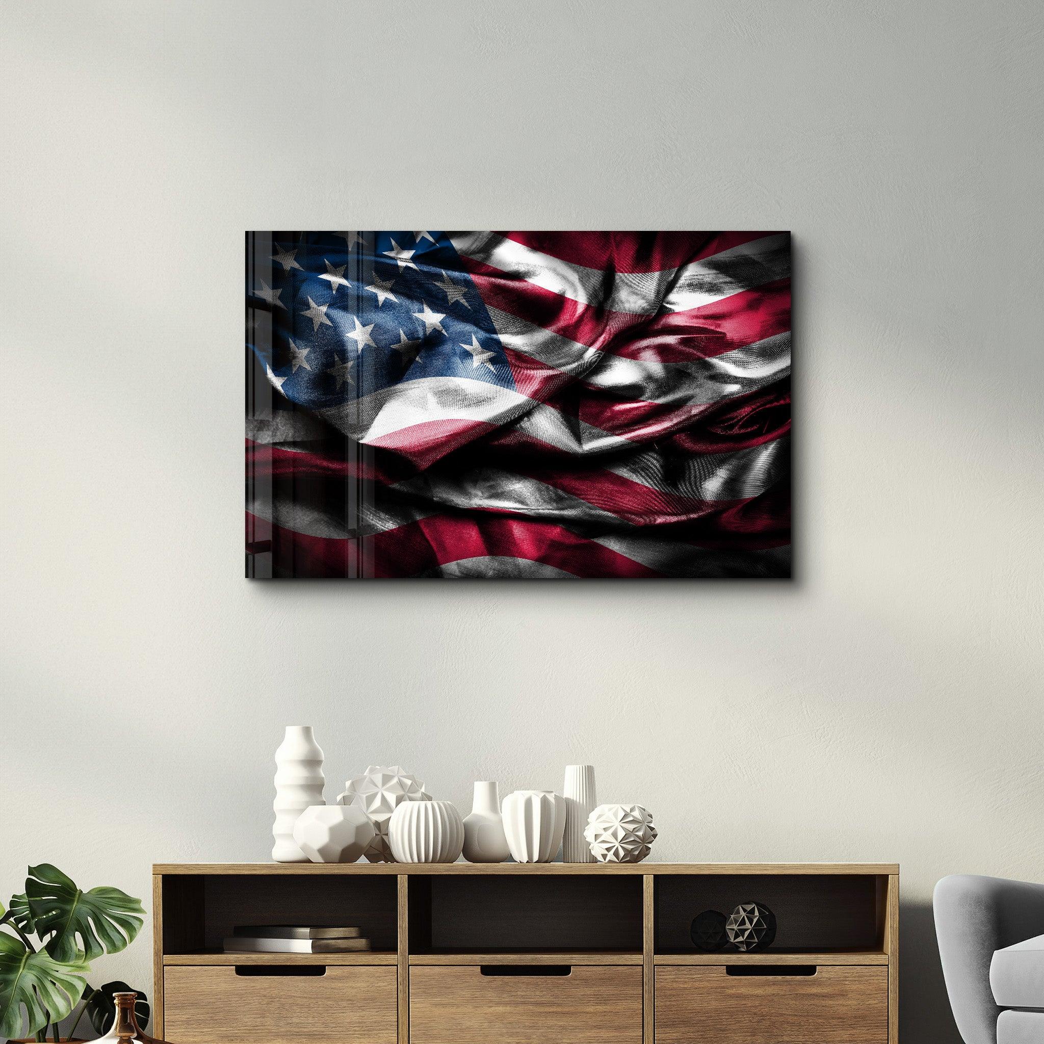 Flag of the U.S. | Glass Wall Art - Artdesigna