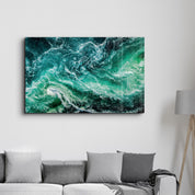 Green Waves | Glass Wall Art - Artdesigna