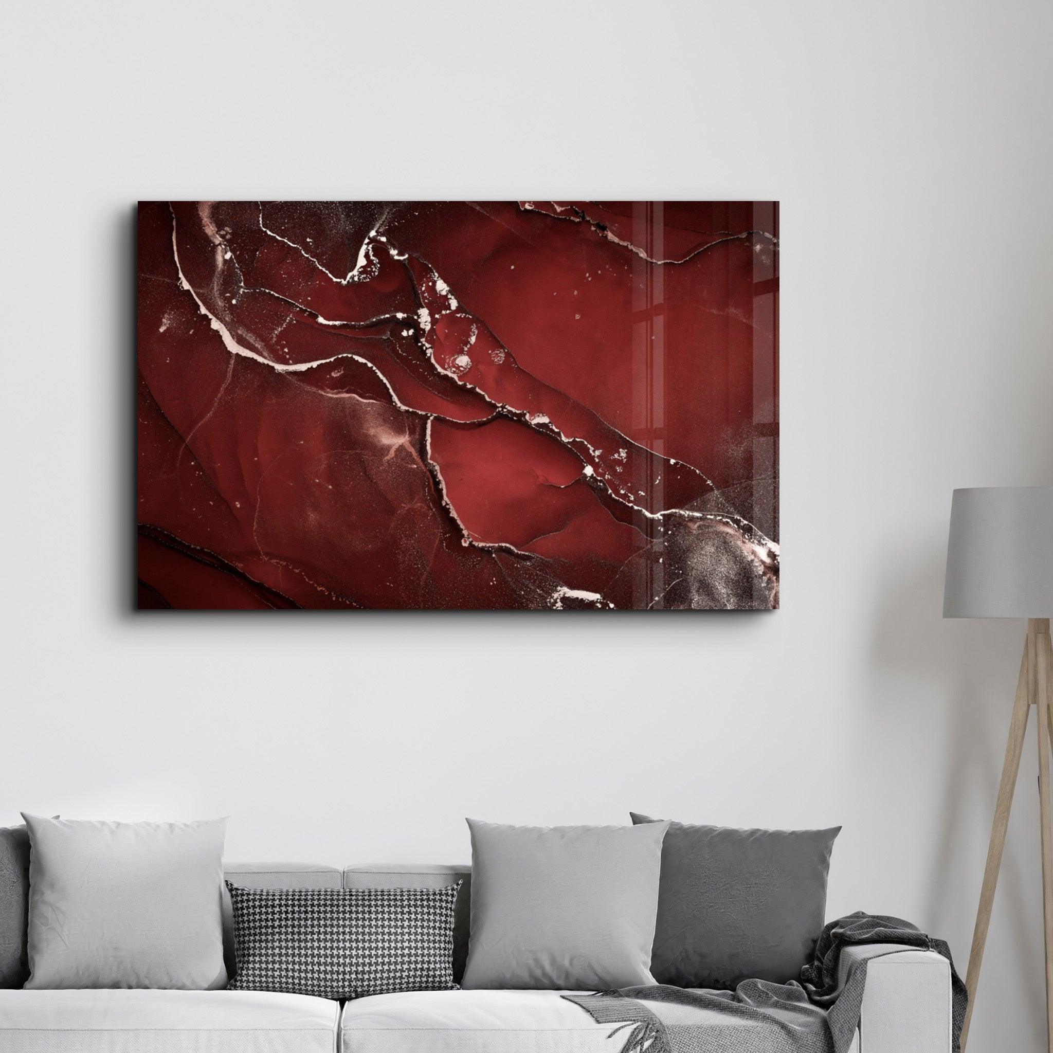 Abstract Red Pattern | Glass Wall Art - Artdesigna