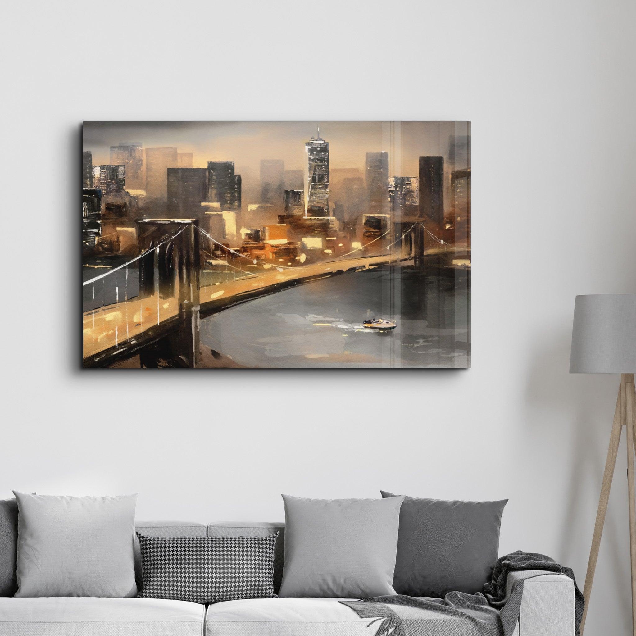 Oil Painting Bridge | Glass Wall Art - Artdesigna