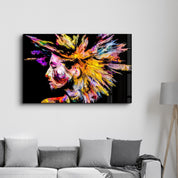 Abstract Colorful Woman Portrait V1 | Glass Wall Art - Artdesigna