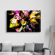 Abstract Colorful Woman Portrait V2 | Glass Wall Art - Artdesigna