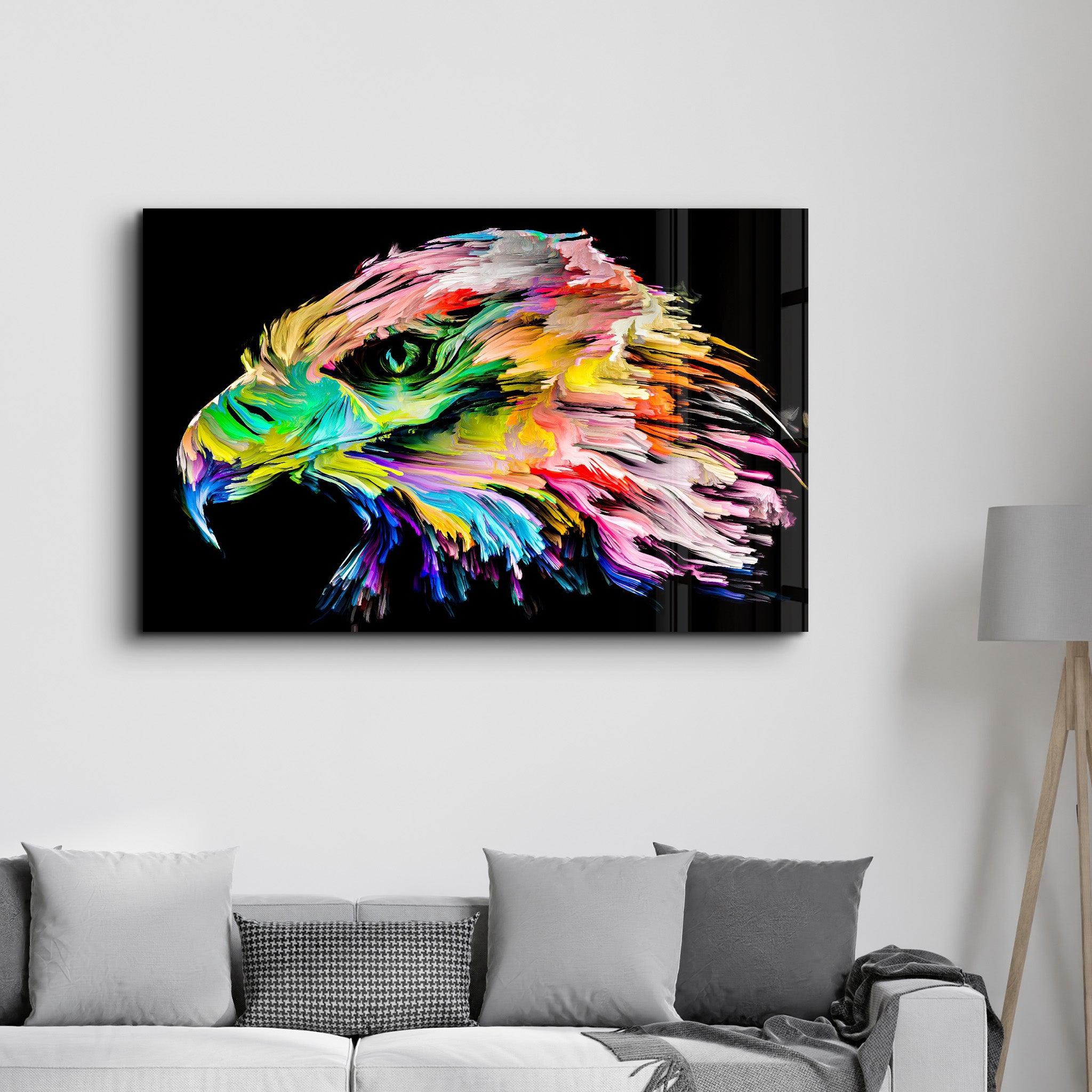 Colorful Eagle | Glass Wall Art - Artdesigna