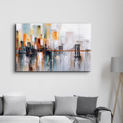 Abstract City View | Glass Wall Art - Artdesigna