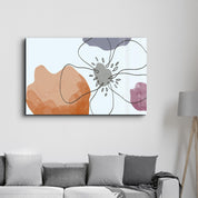 Abstract Shapes and Flower | Glass Wall Art - Artdesigna