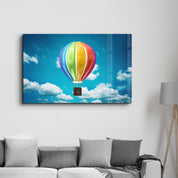 Rainbow Air Balloon | Glass Wall Art - Artdesigna