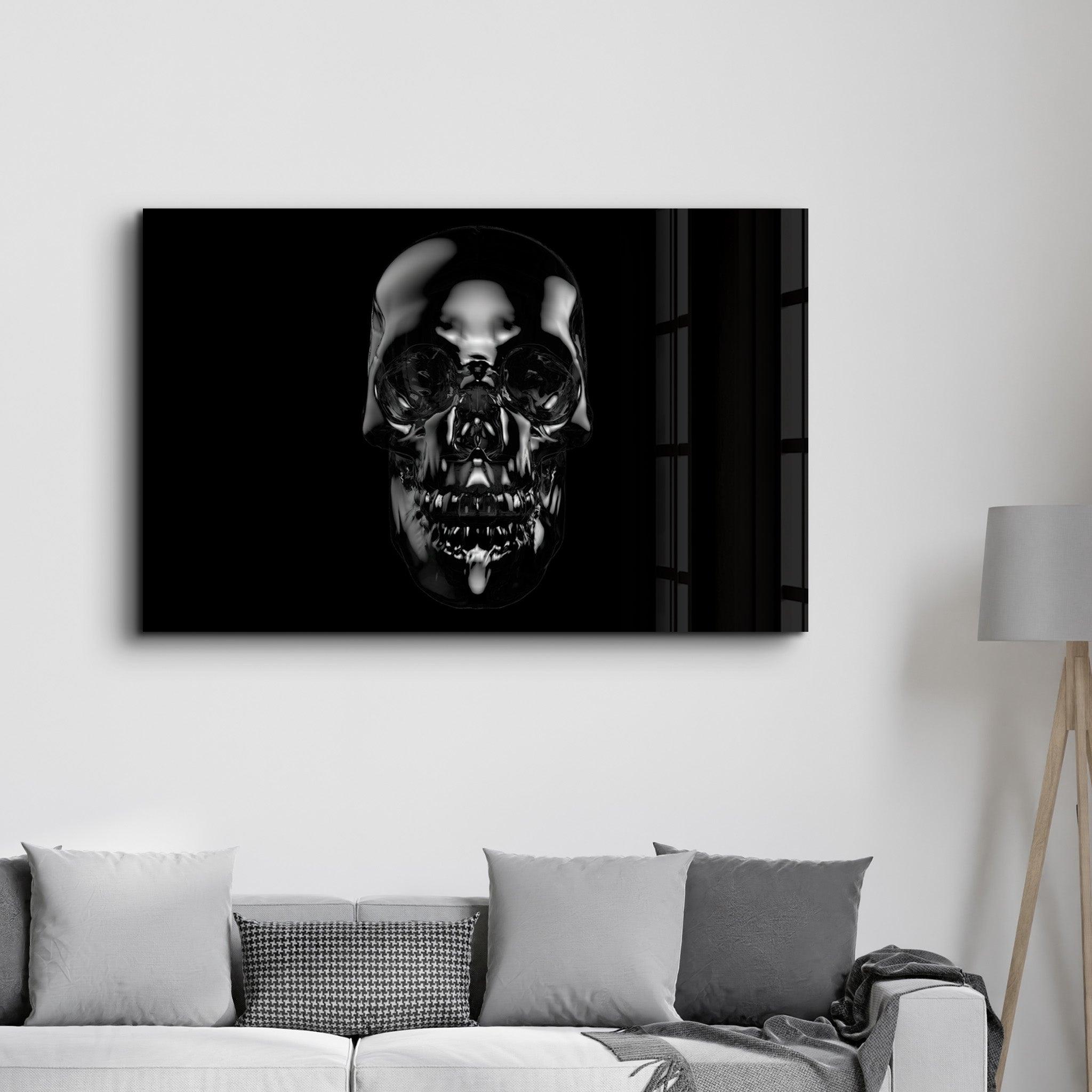 The Black Skull | Glass Wall Art - Artdesigna