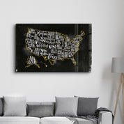 The US Map | Glass Wall Art - Artdesigna