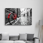 The Red Bike | GLASS WALL ART - ArtDesigna Glass Printing Wall Art