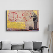 Banksy - Love and Peace | Glass Wall Art - Artdesigna