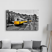 Yellow Tram (Lisbon) | Glass Wall Art - Artdesigna