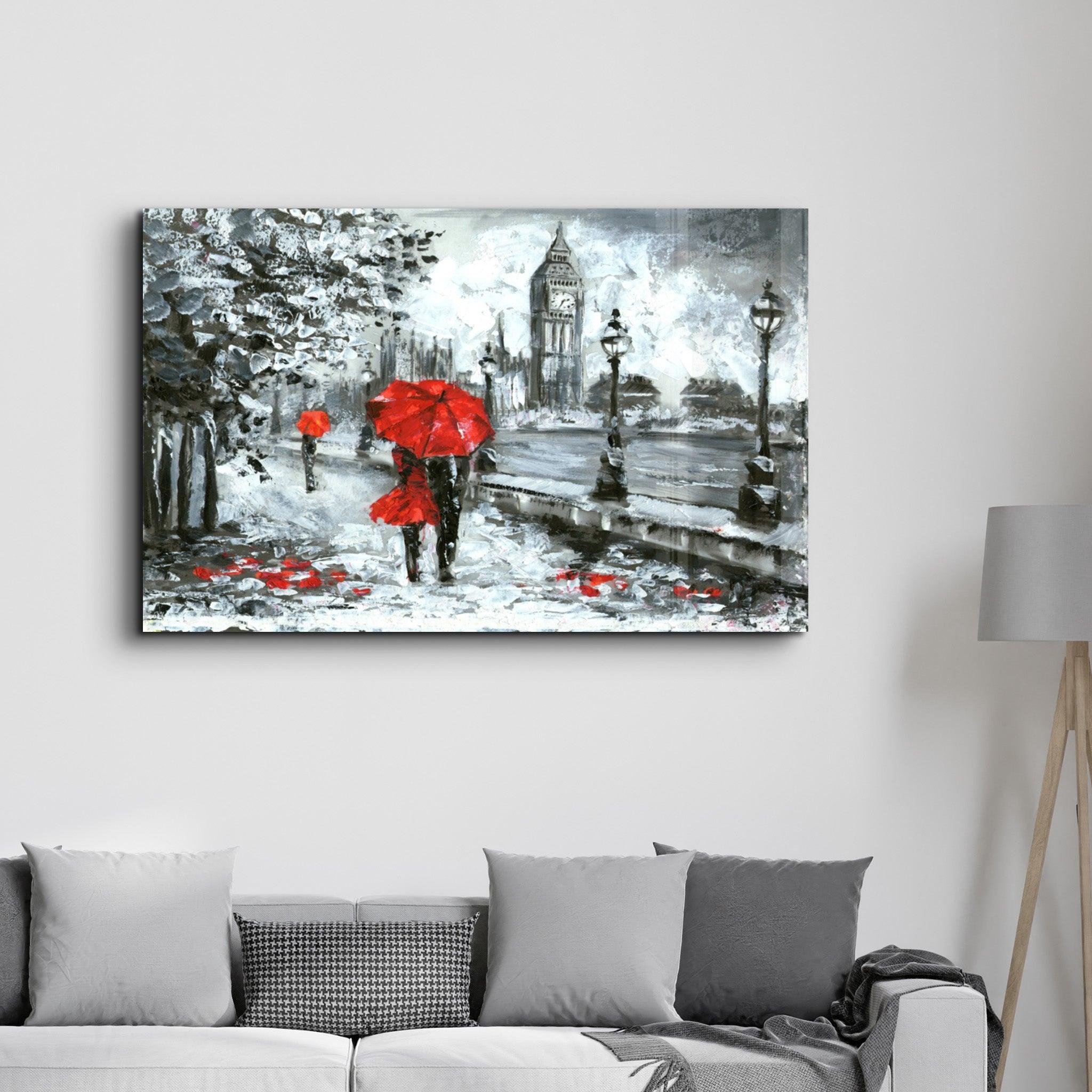 Rainy Day in London | Glass Wall Art - Artdesigna