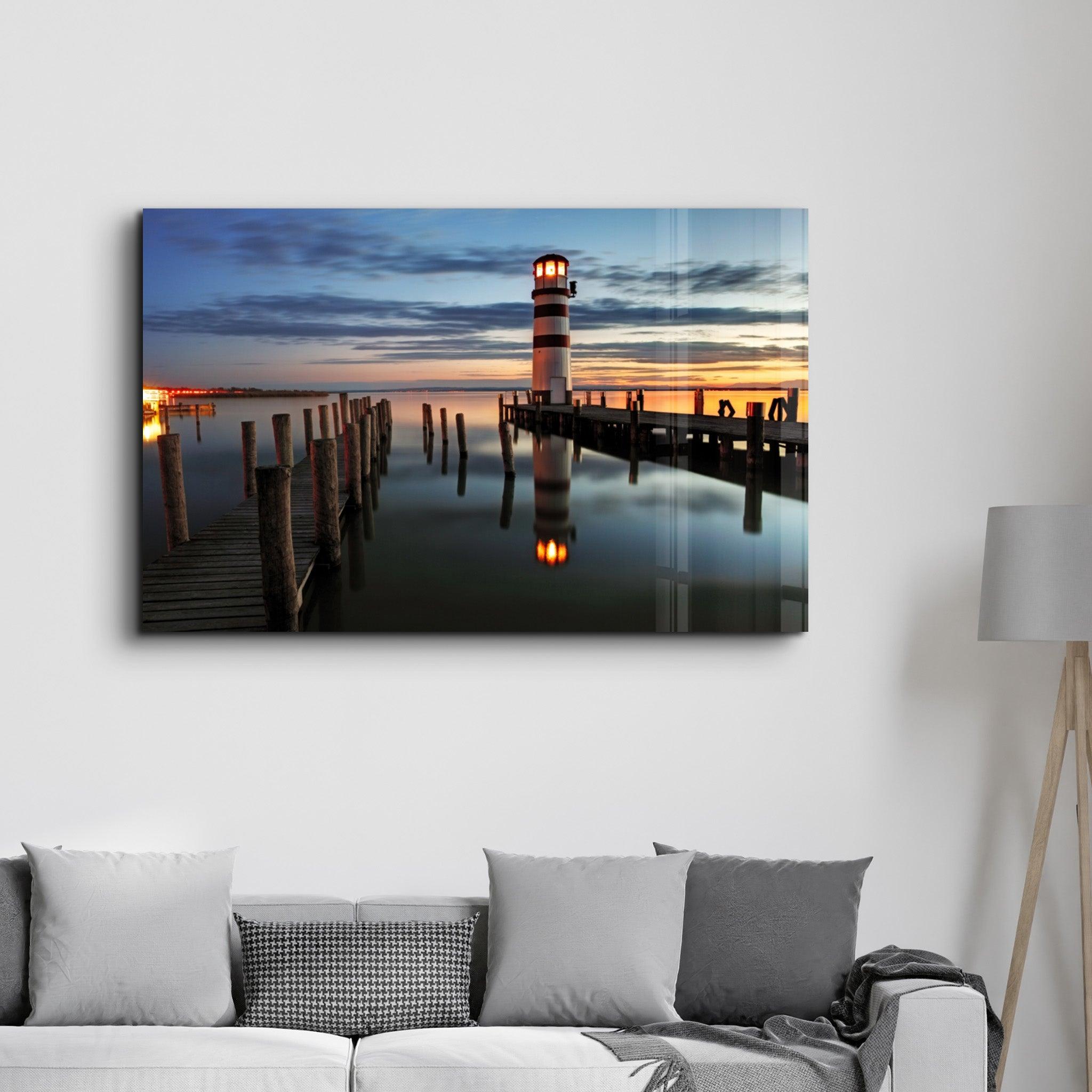 Lighthouse | Glass Wall Art - Artdesigna