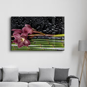 Wet Orchid | Glass Wall Art - Artdesigna