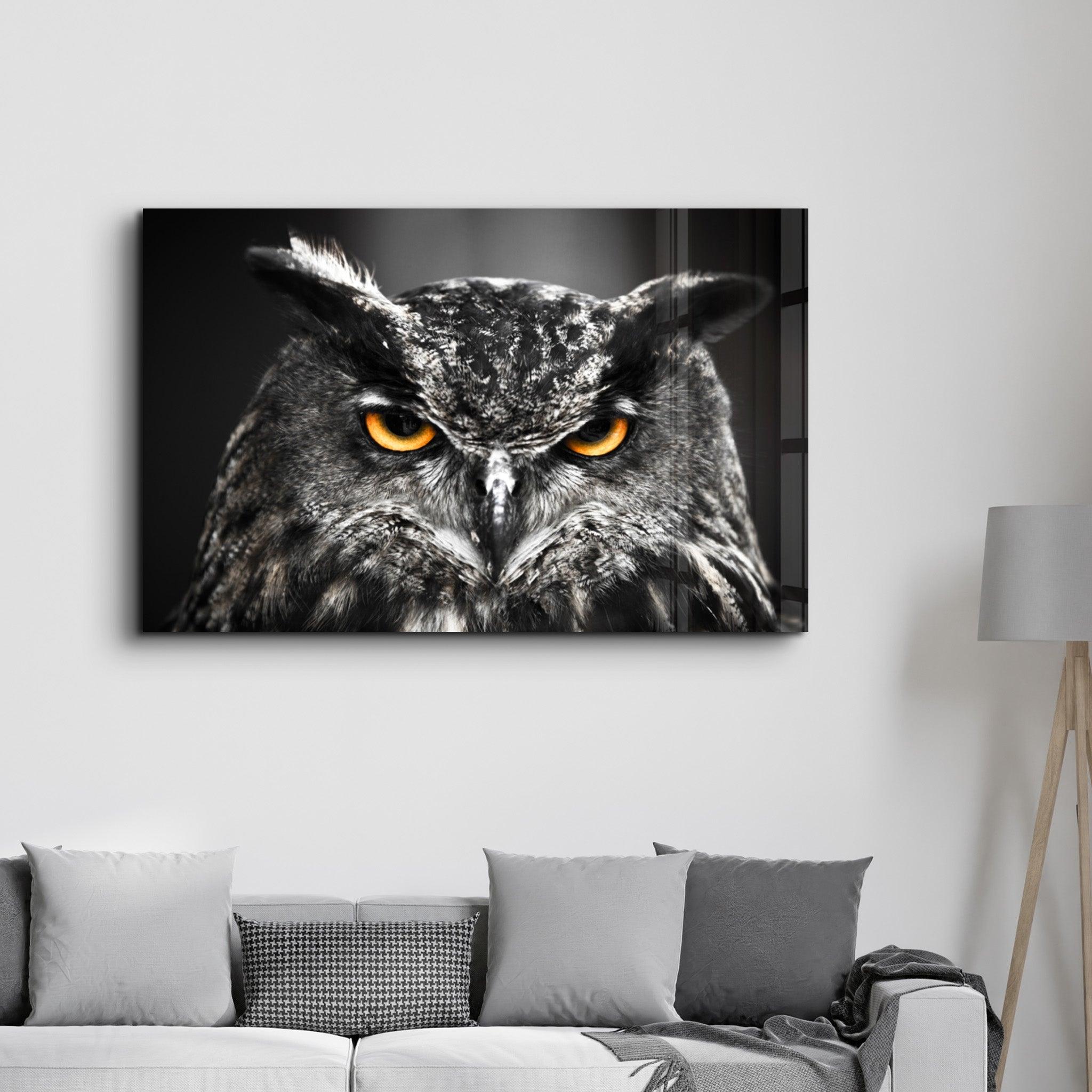 Owl | Glass Wall Art - Artdesigna