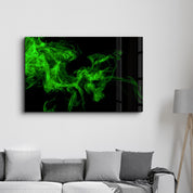 Green Smoke | Glass Wall Art - Artdesigna