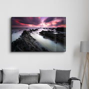 Sunset Landscape | Glass Wall Art - Artdesigna