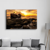 Ship Wreck | Glass Wall Art - Artdesigna