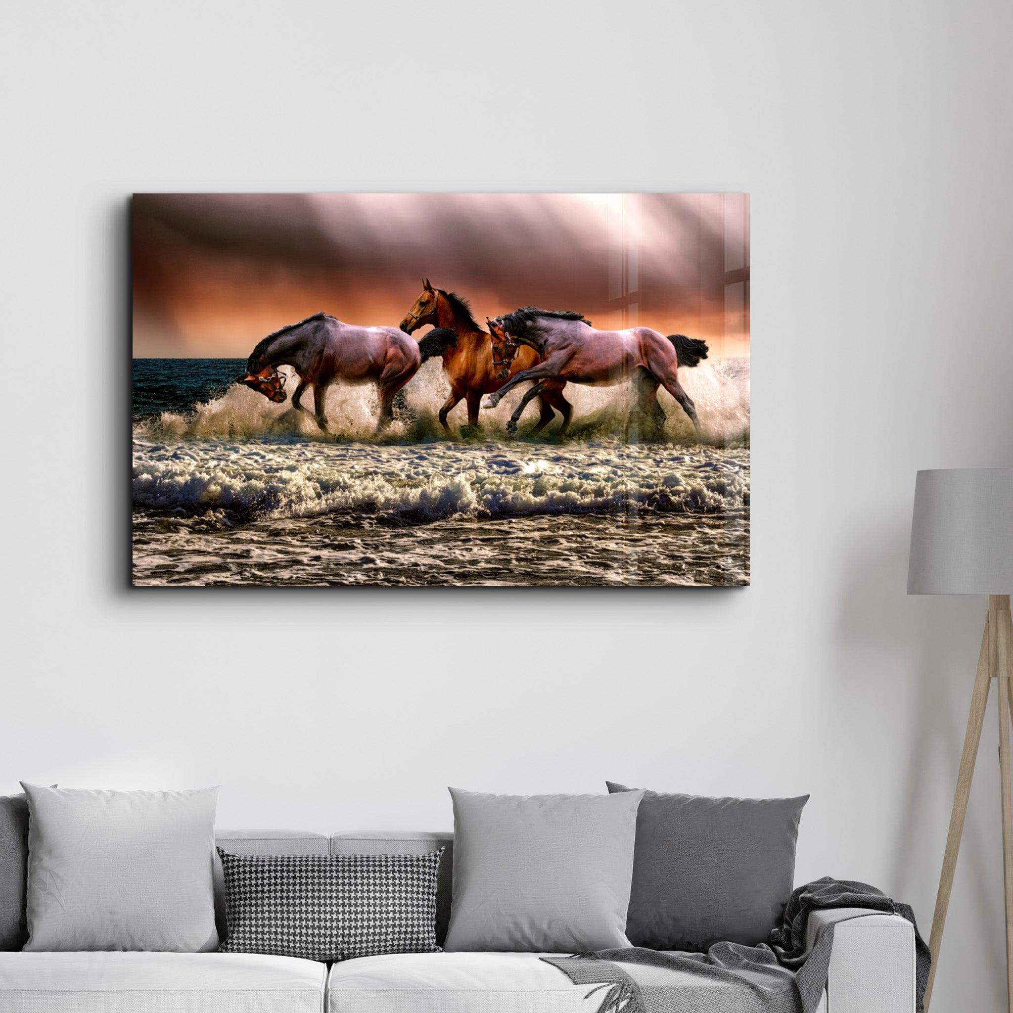 Horses | Glass Wall Art - Artdesigna