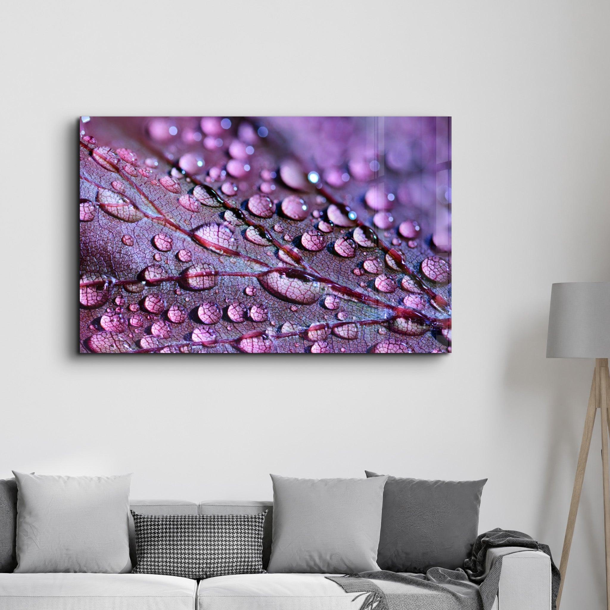 Purple Leaf | Glass Wall Art - Artdesigna