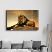 King of the Savanna | Glass Wall Art - Artdesigna