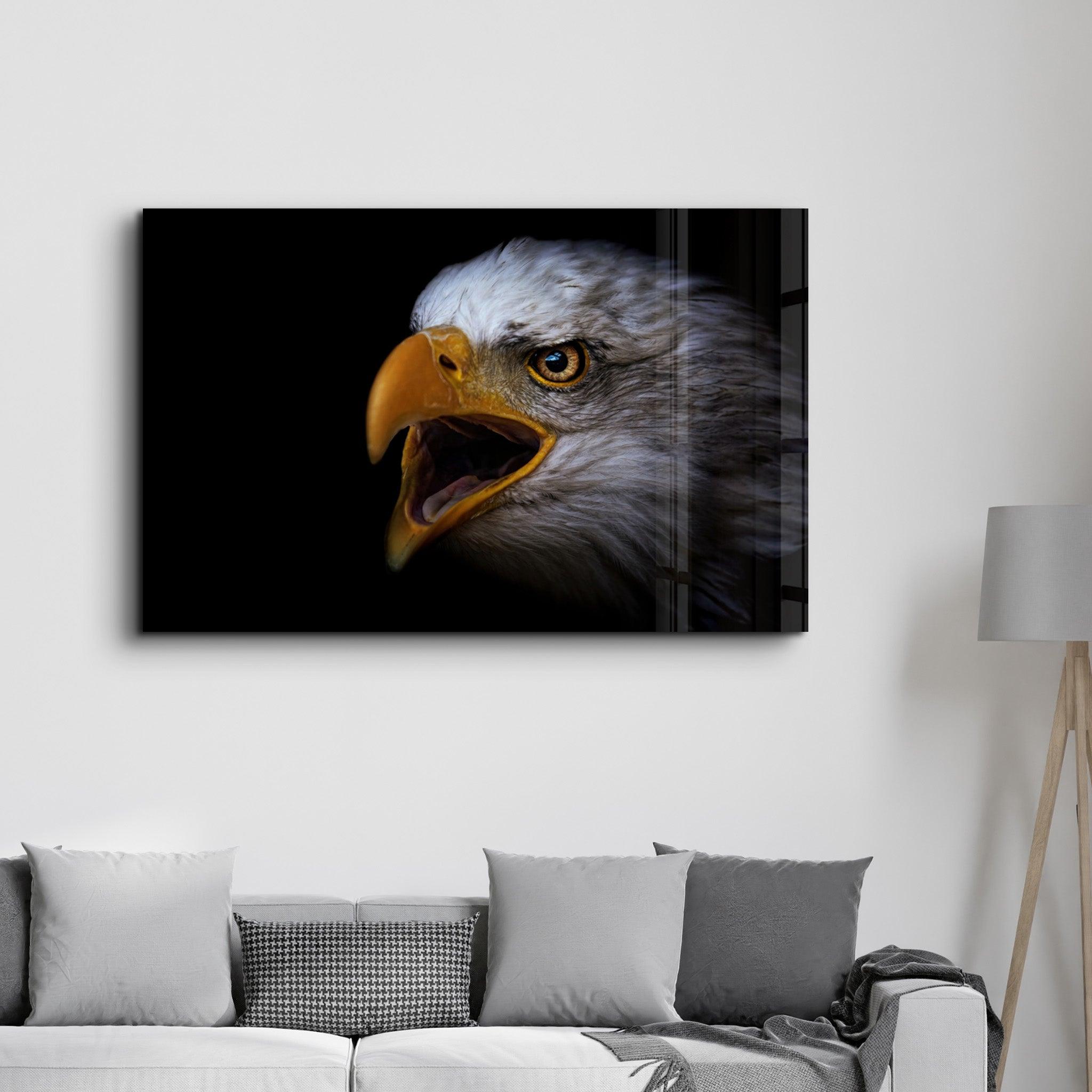 Eagle Scream | Glass Wall Art - Artdesigna