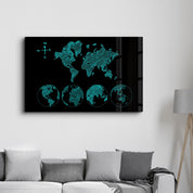 World Map Green | Glass Wall Art - Artdesigna