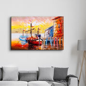 The Boat Painting | Glass Wall Art - Artdesigna