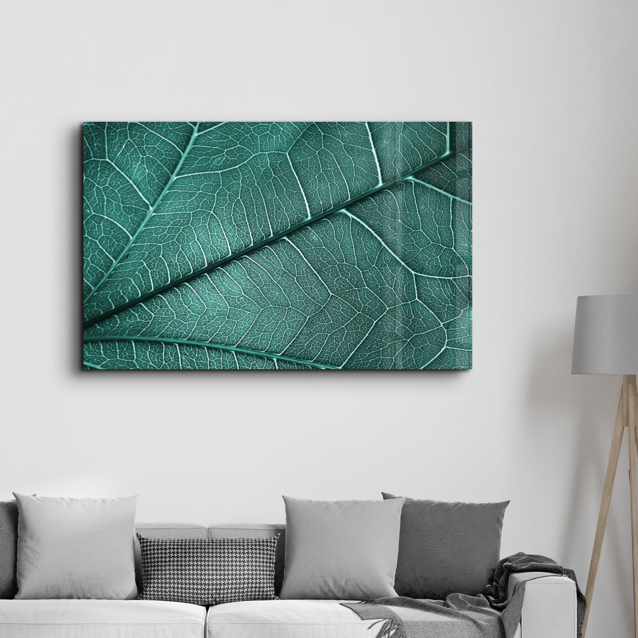 Green Leaf 4 | Glass Wall Art - Artdesigna