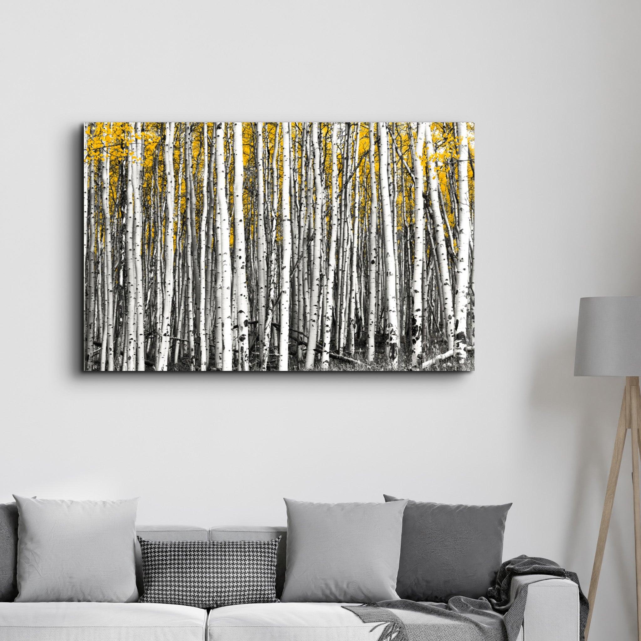 Abstract White Trees | Glass Wall Art - Artdesigna