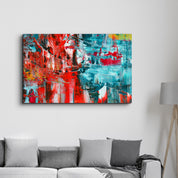 Red and Blue Symphony | Glass Wall Art - Artdesigna