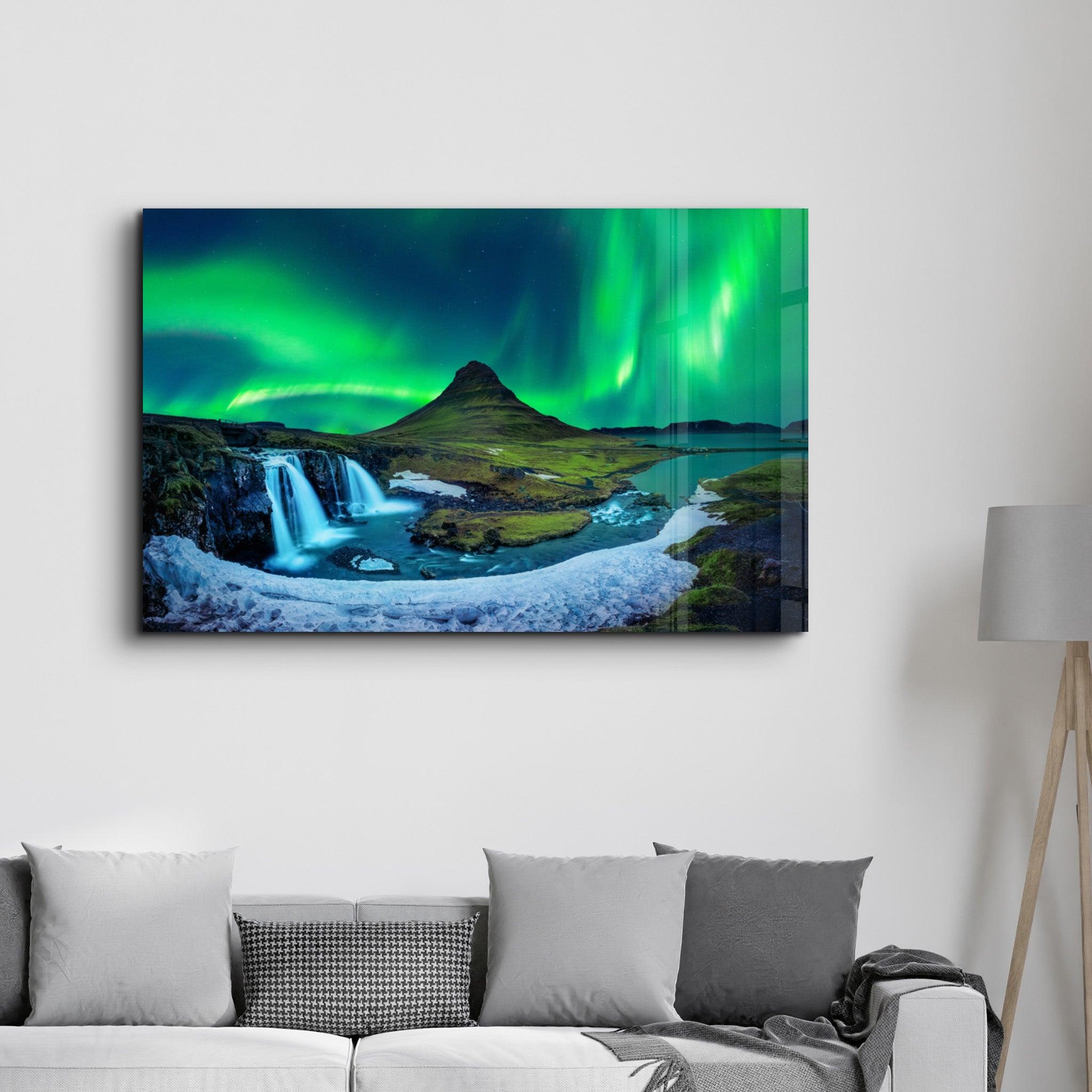 Aurora Borealis - Northern Lights Glass Wall Art - Artdesigna