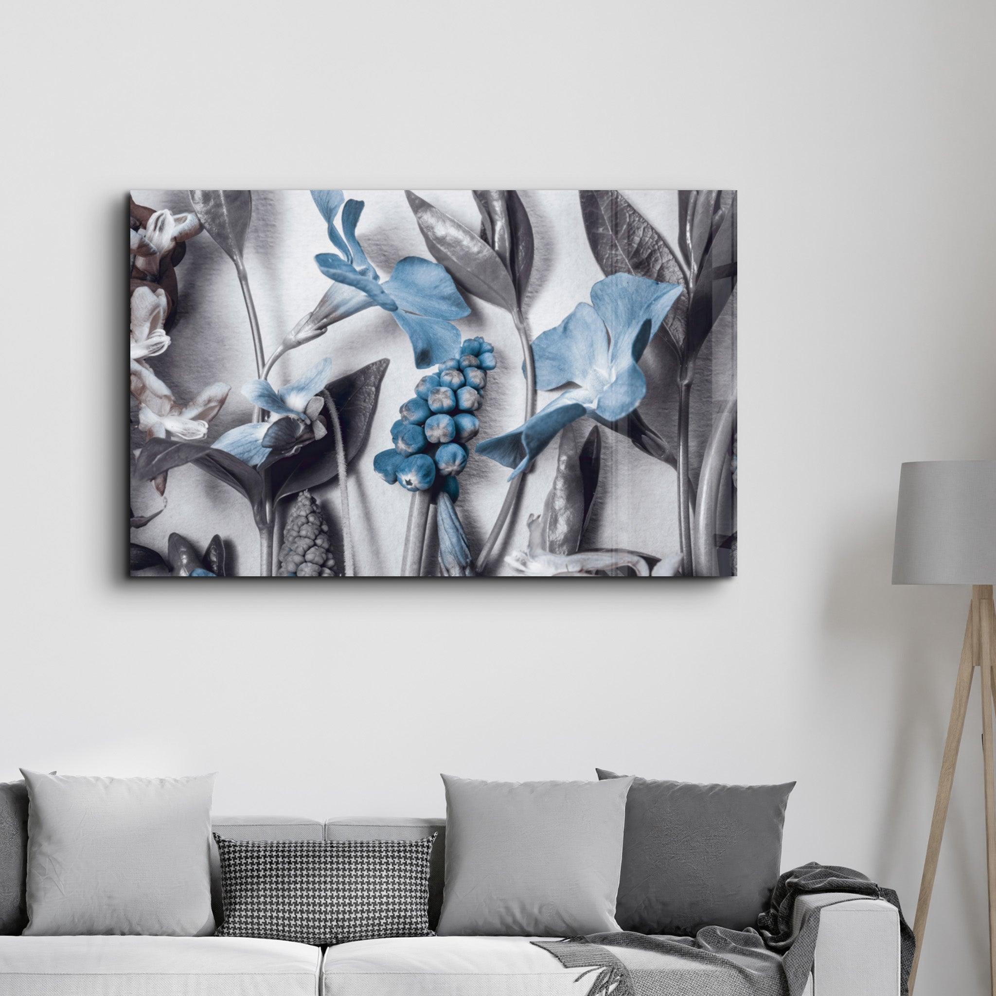 Pastel Blue Flower | Glass Wall Art - Artdesigna