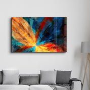 Abstract Colorful Leaves | Glass Wall Art - Artdesigna