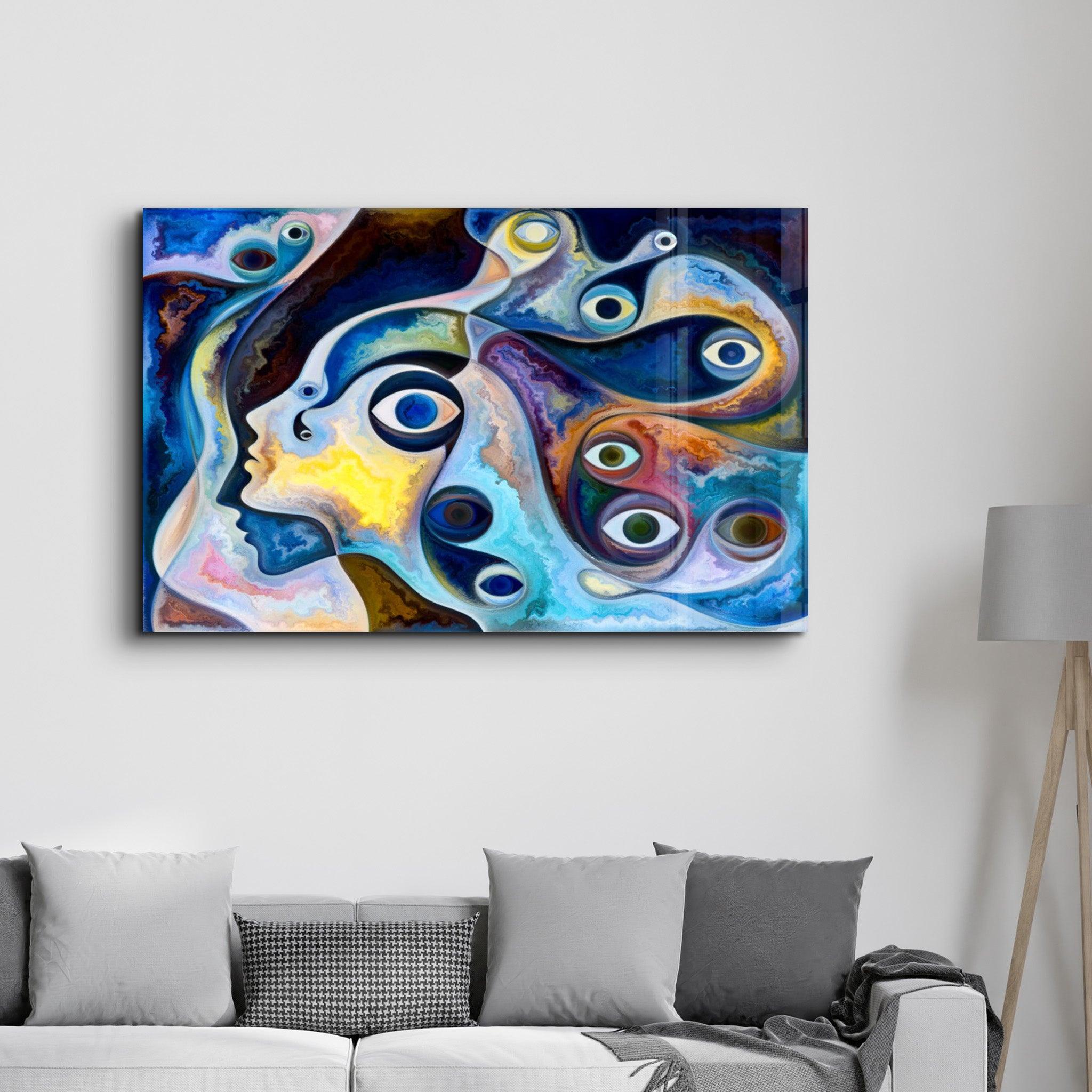 Eyes Abstract | Glass Wall Art - Artdesigna