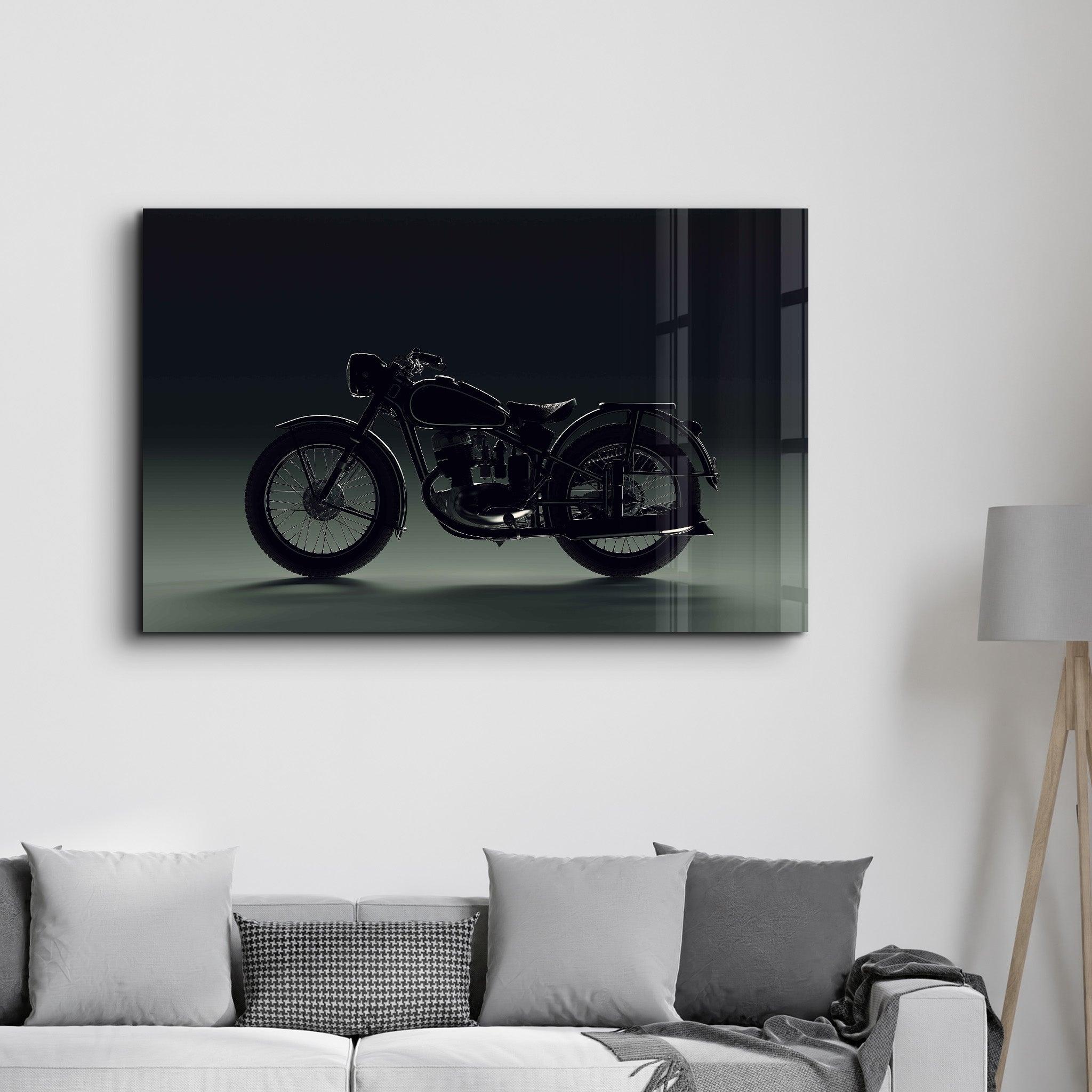 Old Biker | Designer's Collection Glass Wall Art - Artdesigna