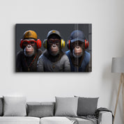 3 monkeys | Glass Wall Art - Artdesigna