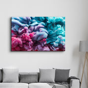 Pink and Blue Smokes | Glass Wall Art - Artdesigna