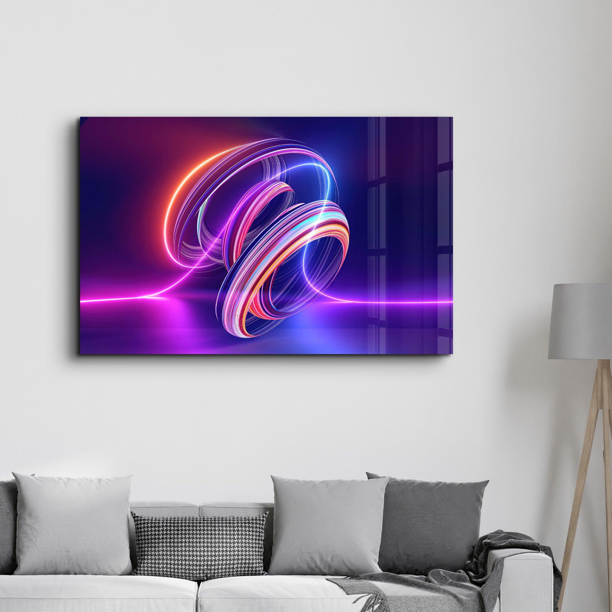 Neon Lines | Glass Wall Art - Artdesigna