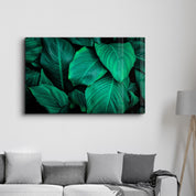 Green Leaves | Glass Wall Art - Artdesigna