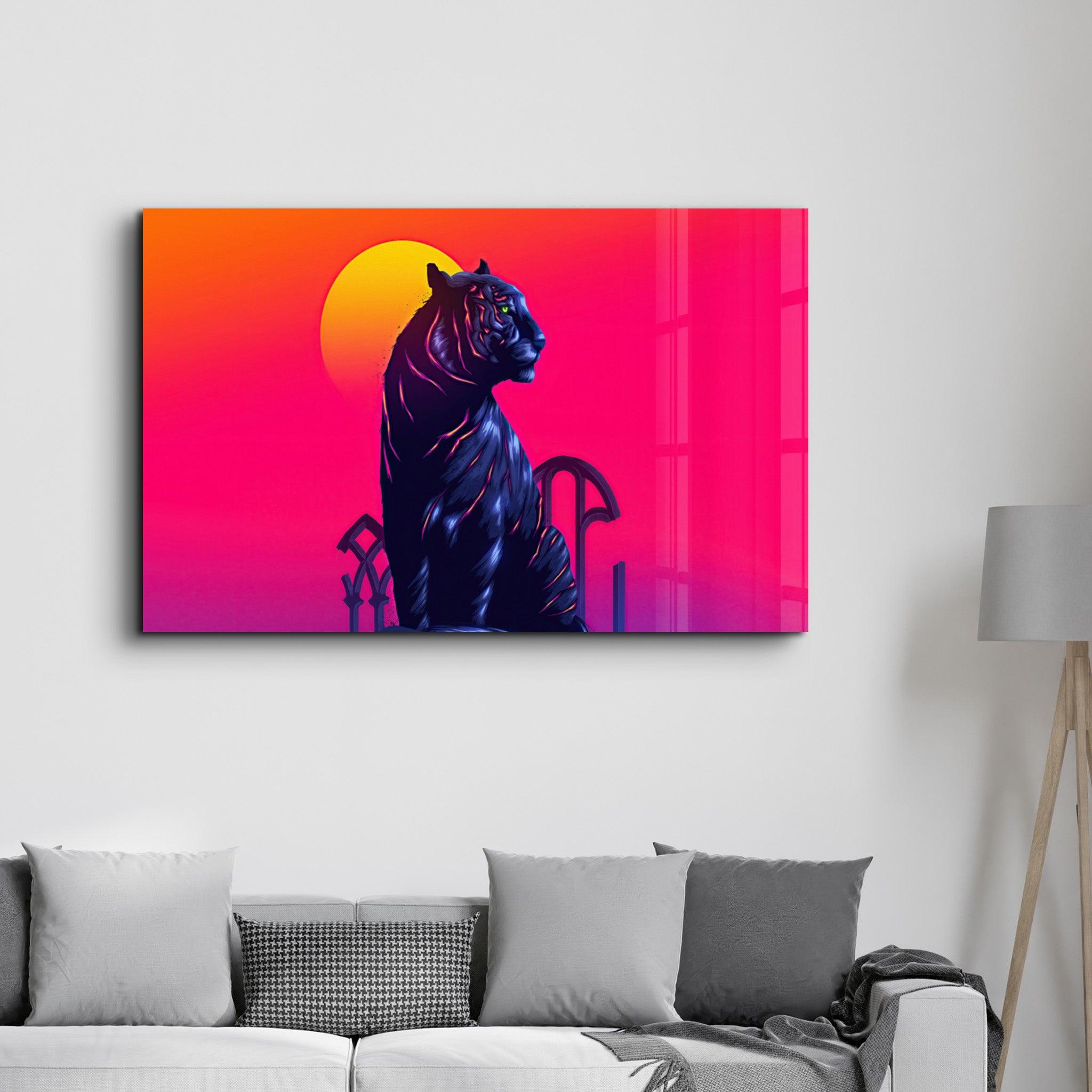 Tiger Neo | Glass Wall Art - Artdesigna