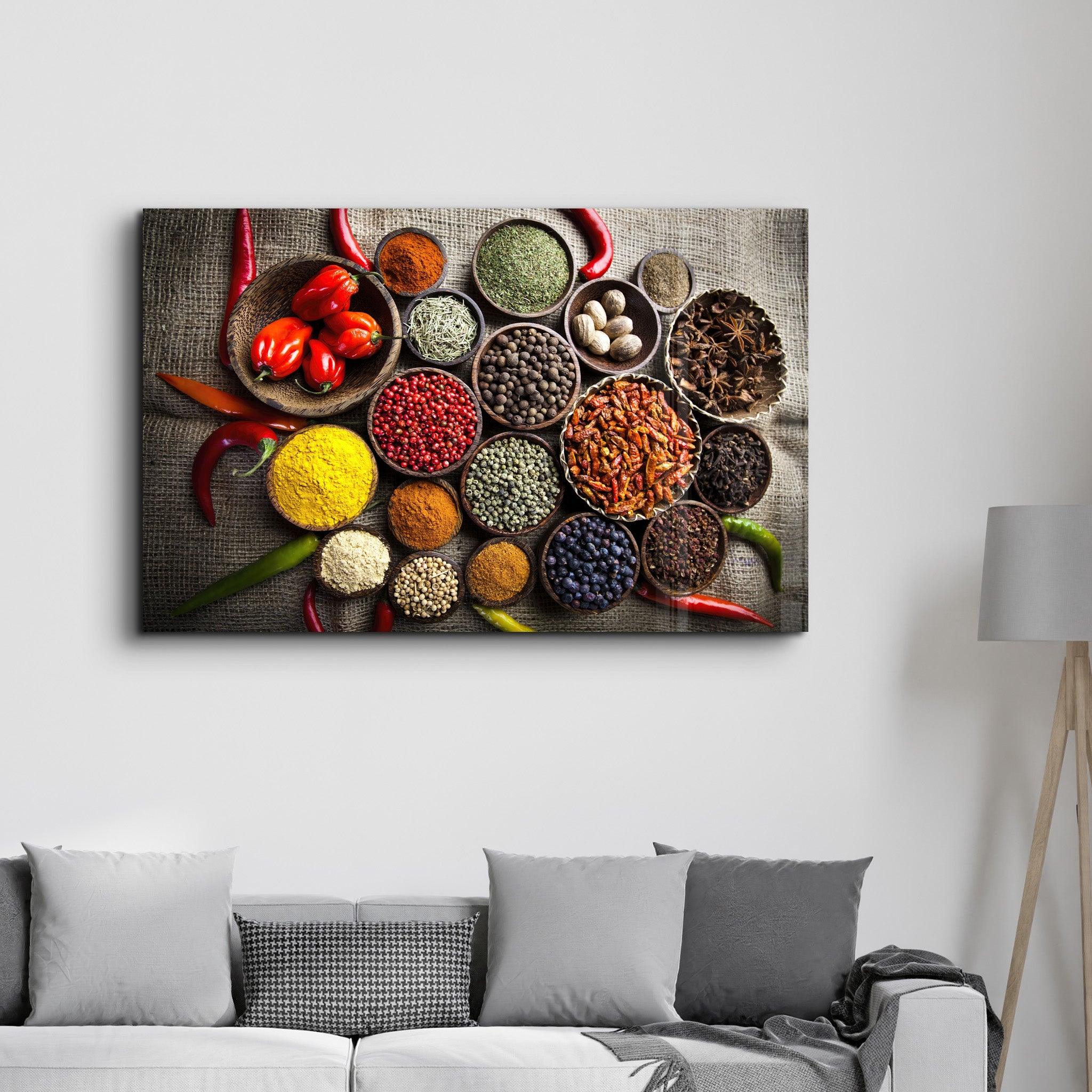 Colorful Spices | Glass Wall Art - Artdesigna