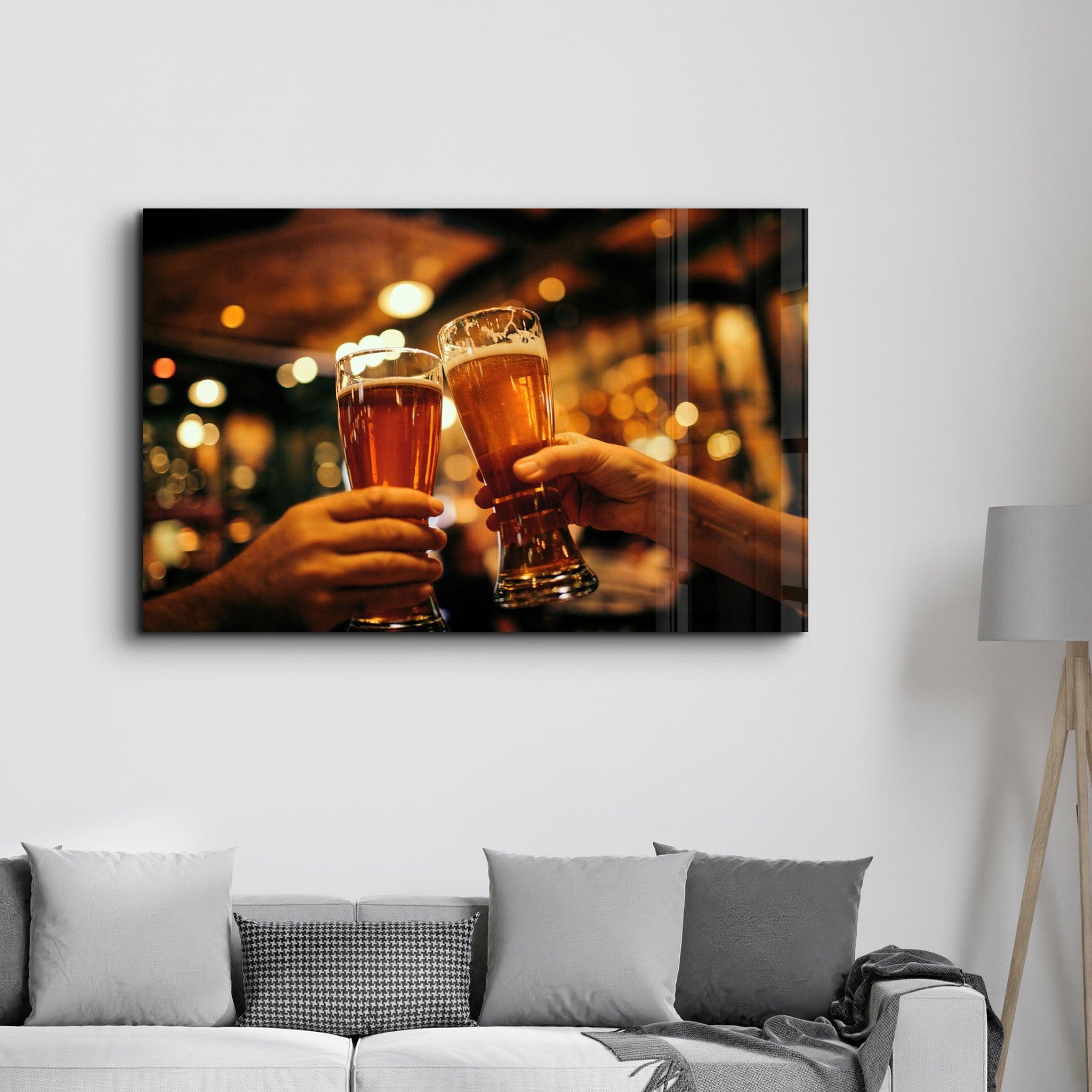 Cheers Beers| Glass Wall Art - Artdesigna