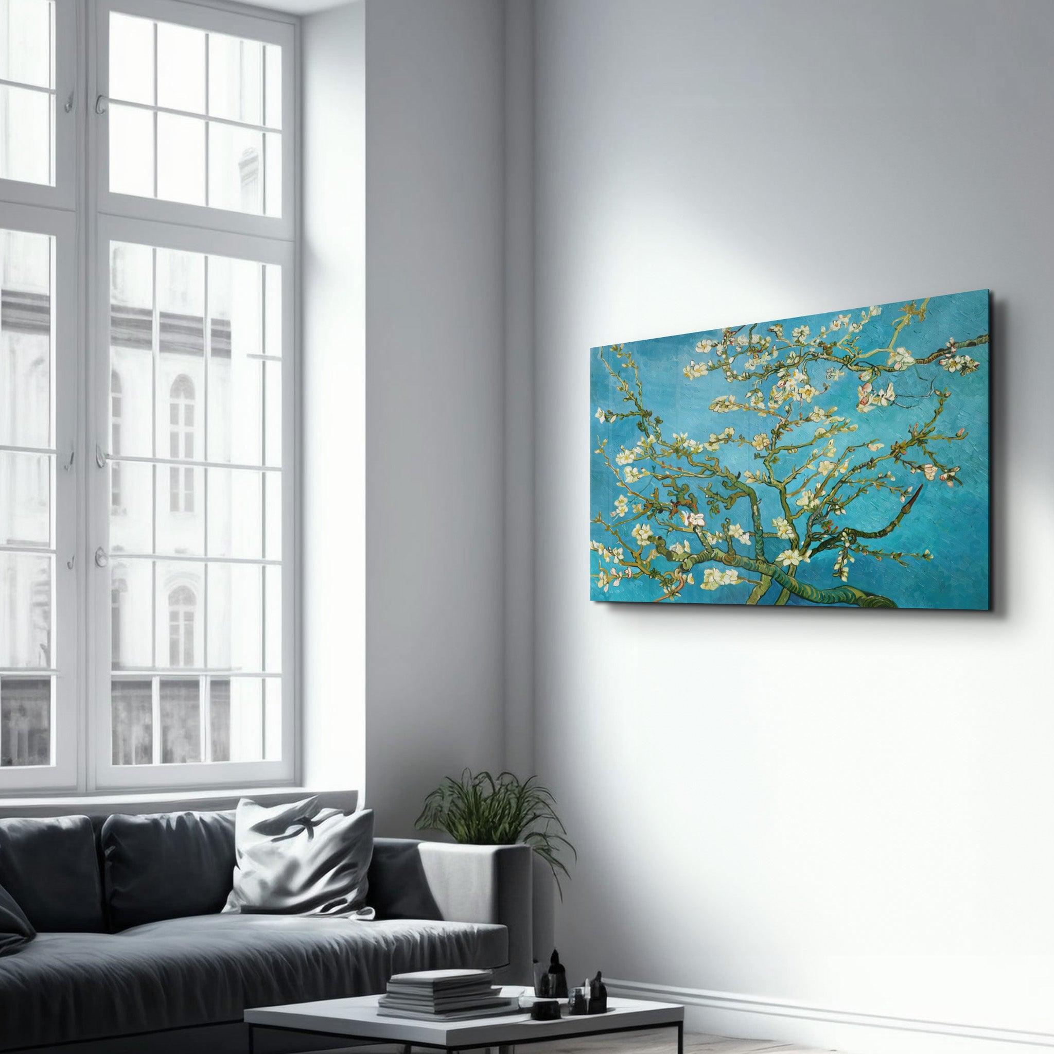 Blue and White Flowers | Glass Wall Art - Artdesigna