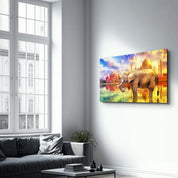 Abstract Elephant | Glass Wall Art - Artdesigna