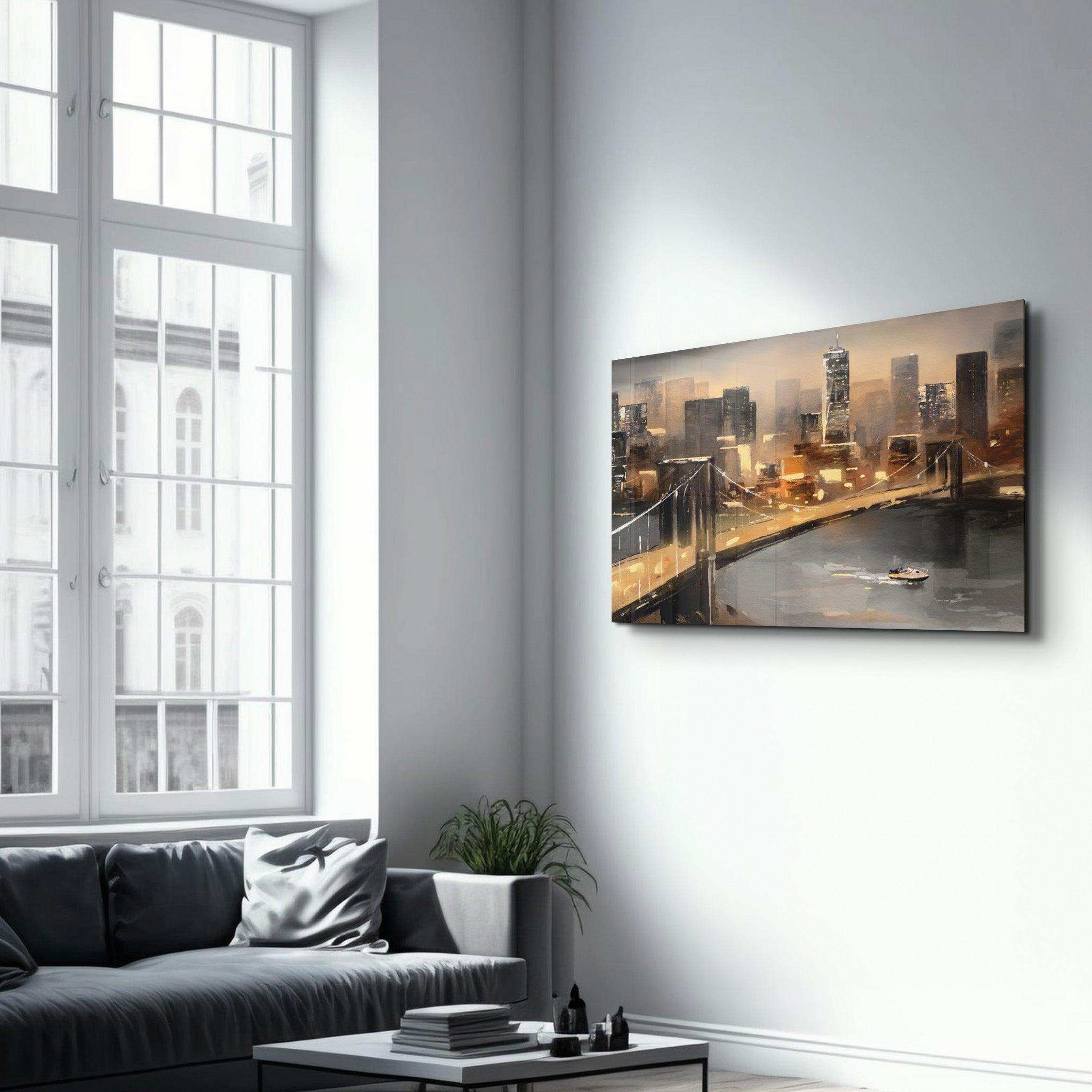 Oil Painting Bridge | Glass Wall Art - Artdesigna