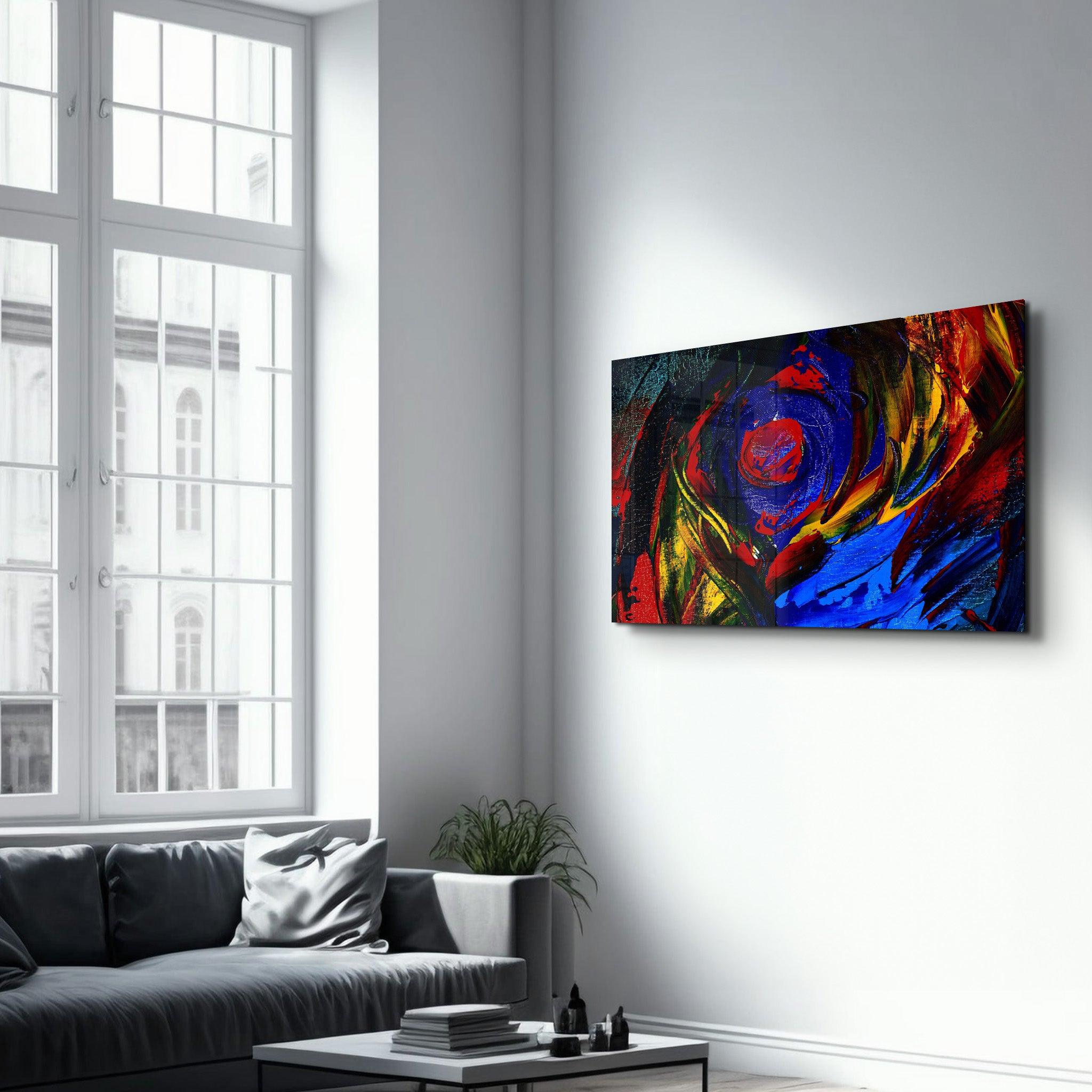 Abstract Colorful Shapes | Glass Wall Art - Artdesigna