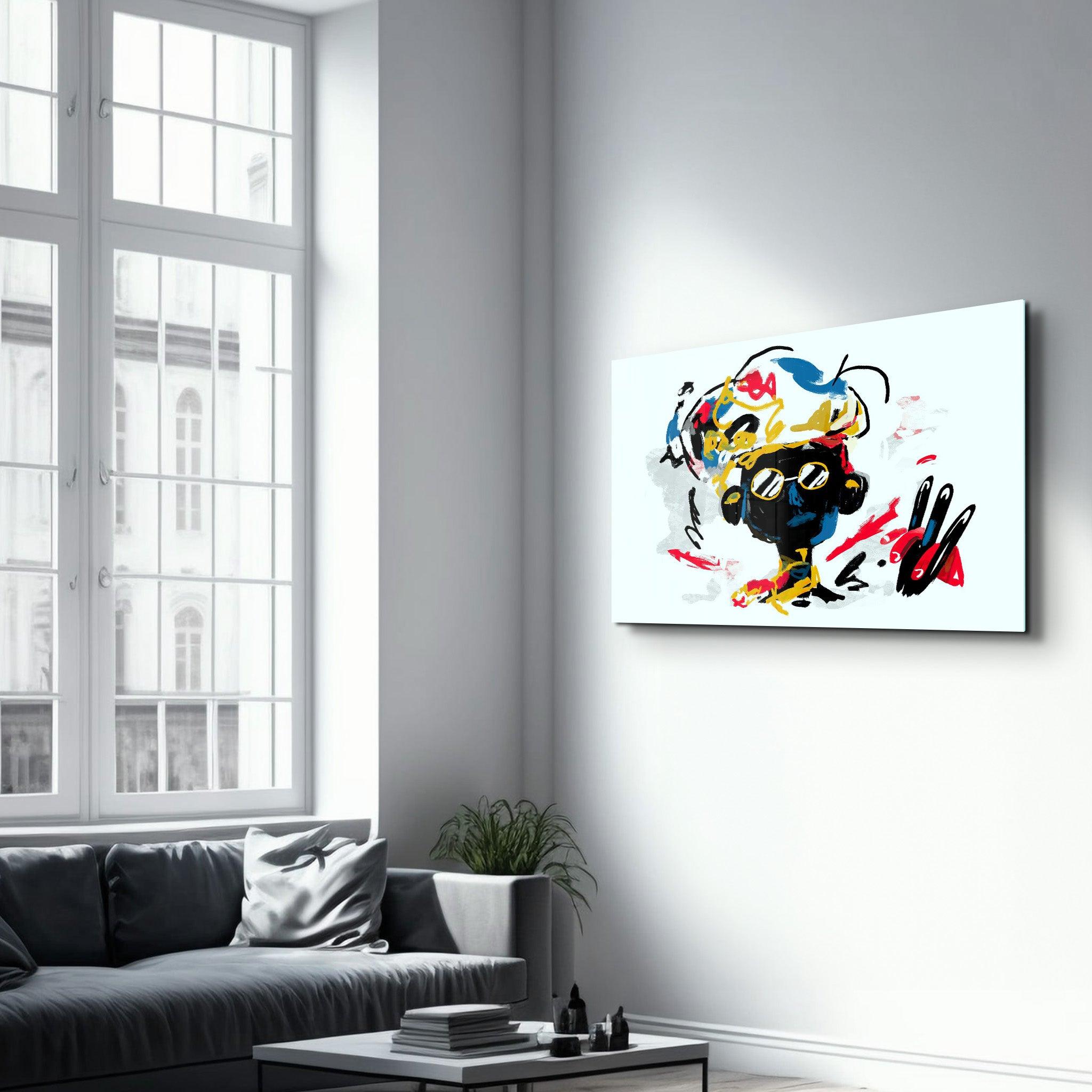 Abstract Colorful Kid | Glass Wall Art - Artdesigna