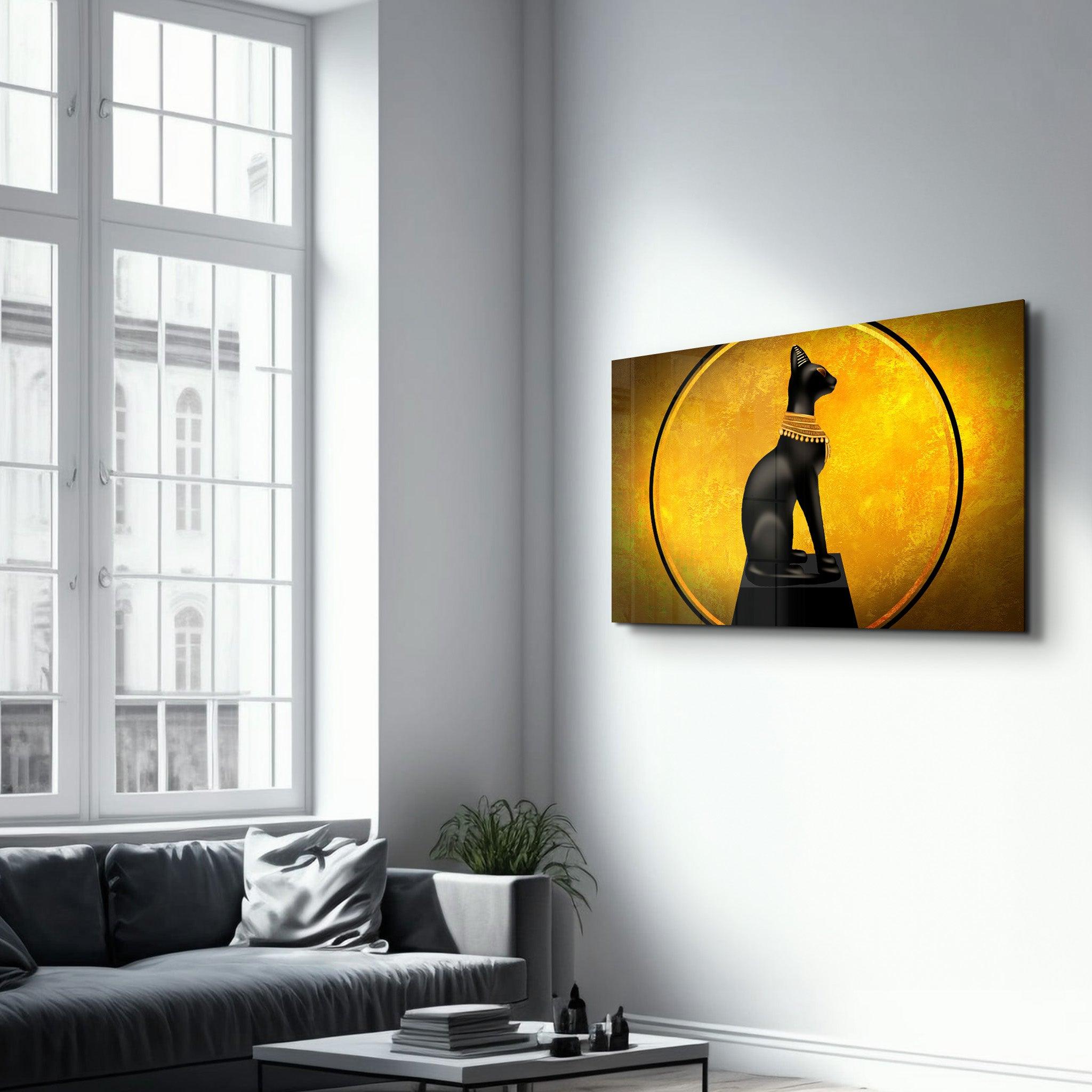 An Egyptian Cat | Glass Wall Art - Artdesigna